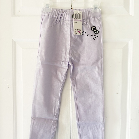 Hello Kitty Girls Purple Sparly Metallic Pants 6 - Picture 8 of 13